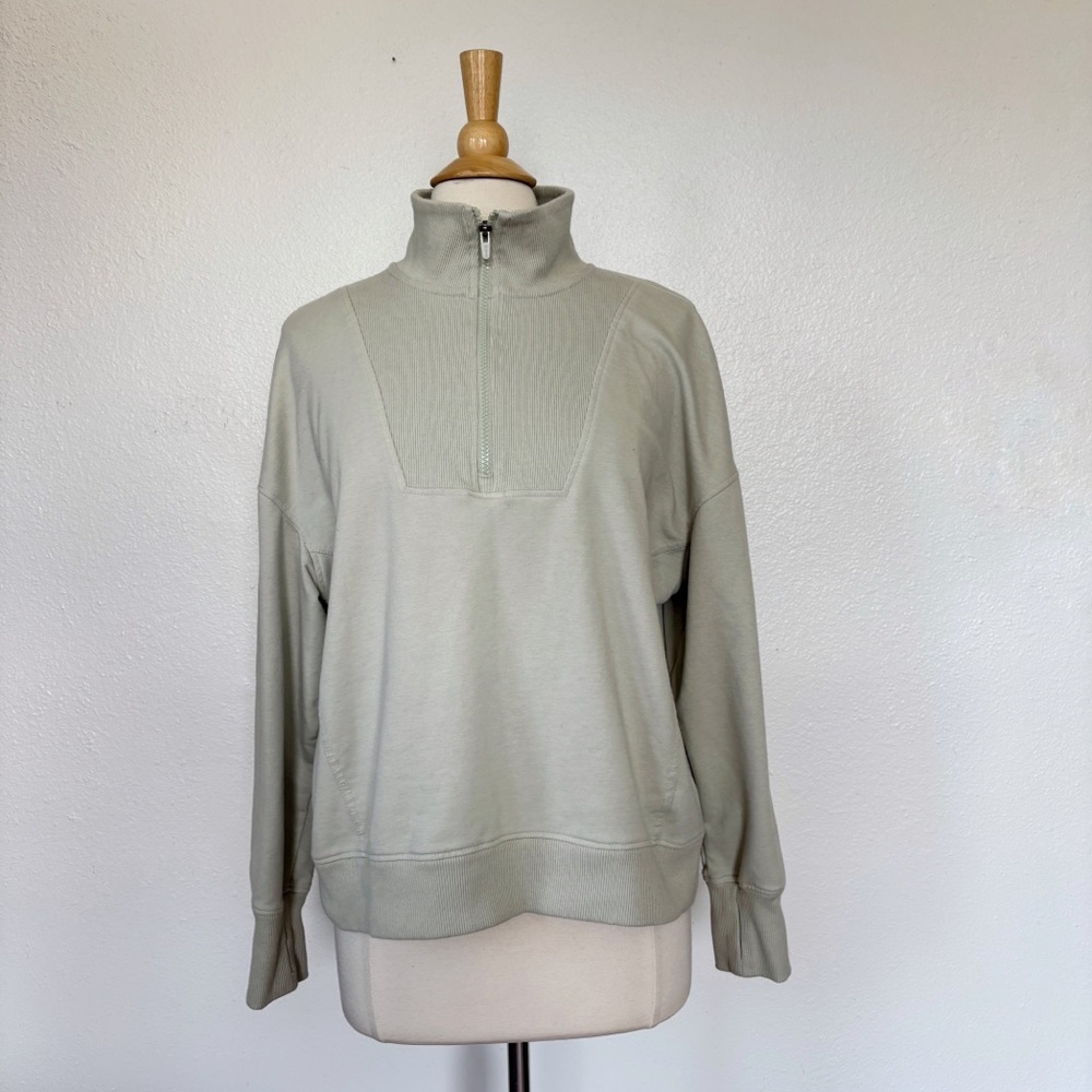 Light Sage Green Half-Zip Active Sweatshirt